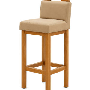 Banqueta Alta Madeira Maciça Encosto Estofado 75cm - Mr Estofados