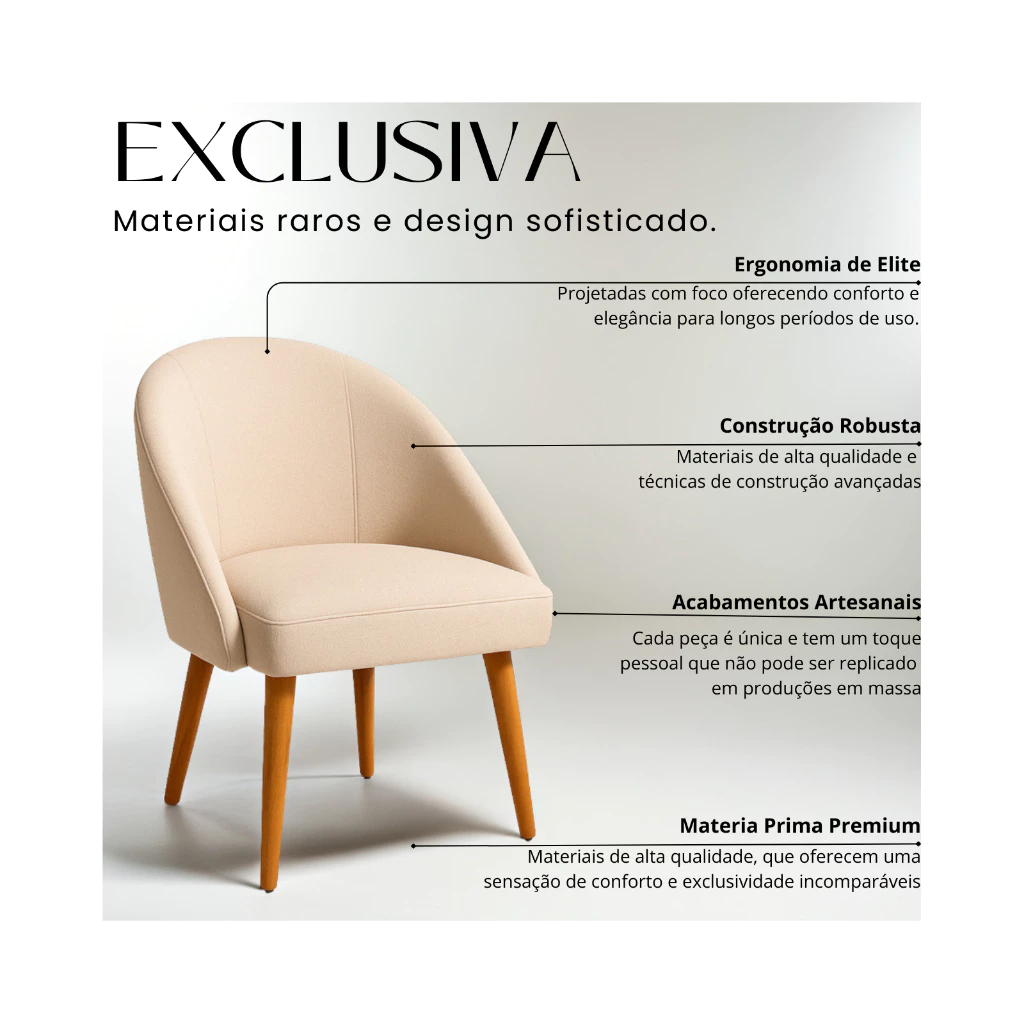 Kit 2 Cadeiras Decorativa Lua Suede - Imagem 2