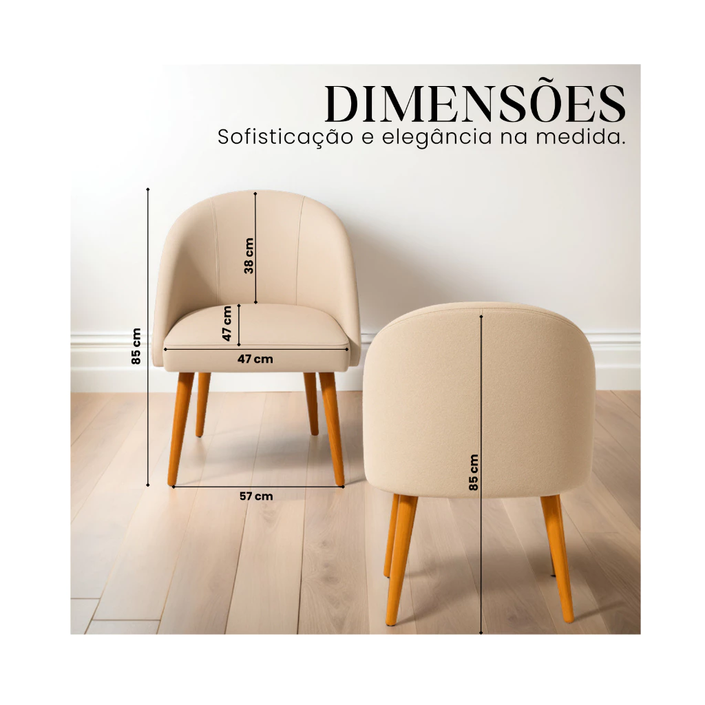 Kit 2 Cadeiras Decorativa Lua Suede - Imagem 4