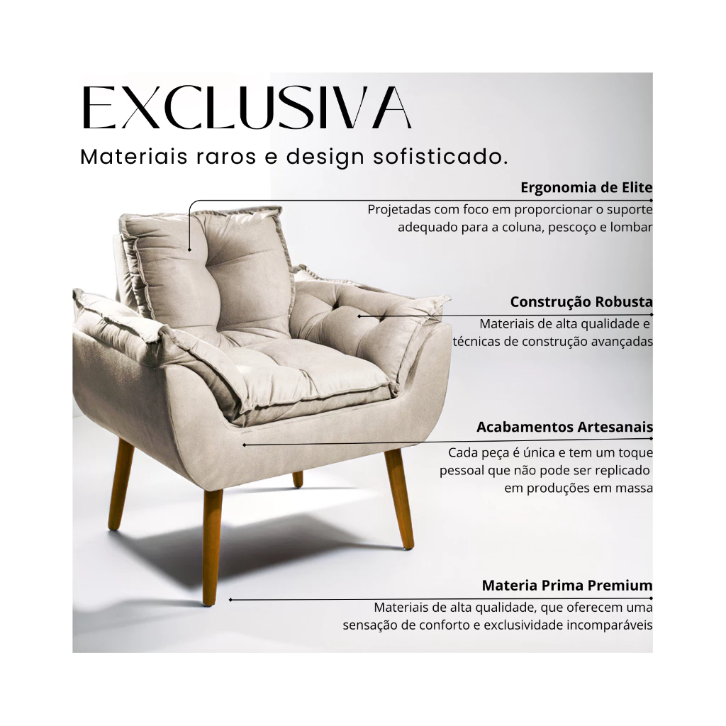Poltrona Decorativa Opala Suede Pés Palito - Imagem 2