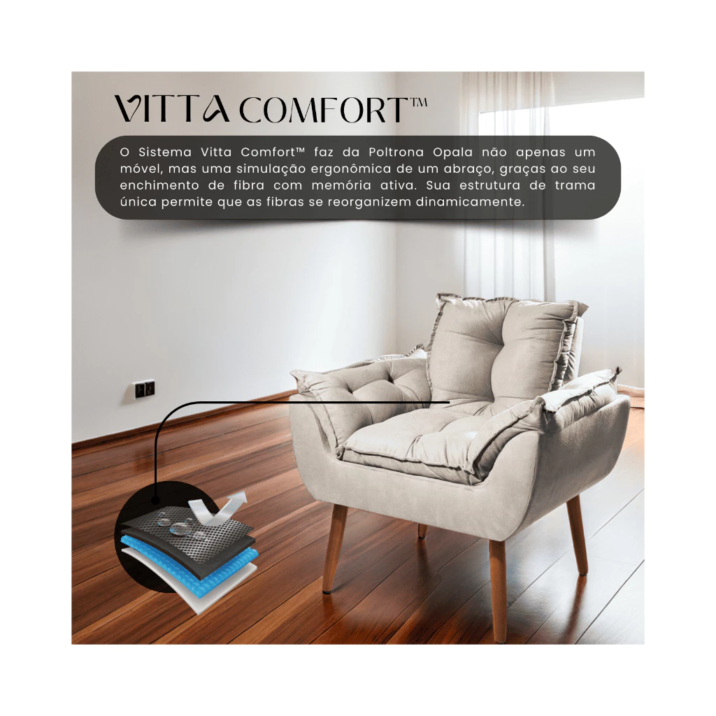 Poltrona Decorativa Opala Suede Pés Palito - Imagem 3